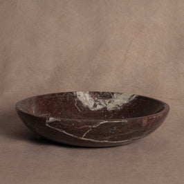 Classic Medium Marble Bowl - Red Zebra Marble - Side view