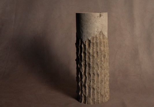 Raw Edge Vase Round - Travertine