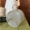 MCM Glass Coasters Metal Caddy Set