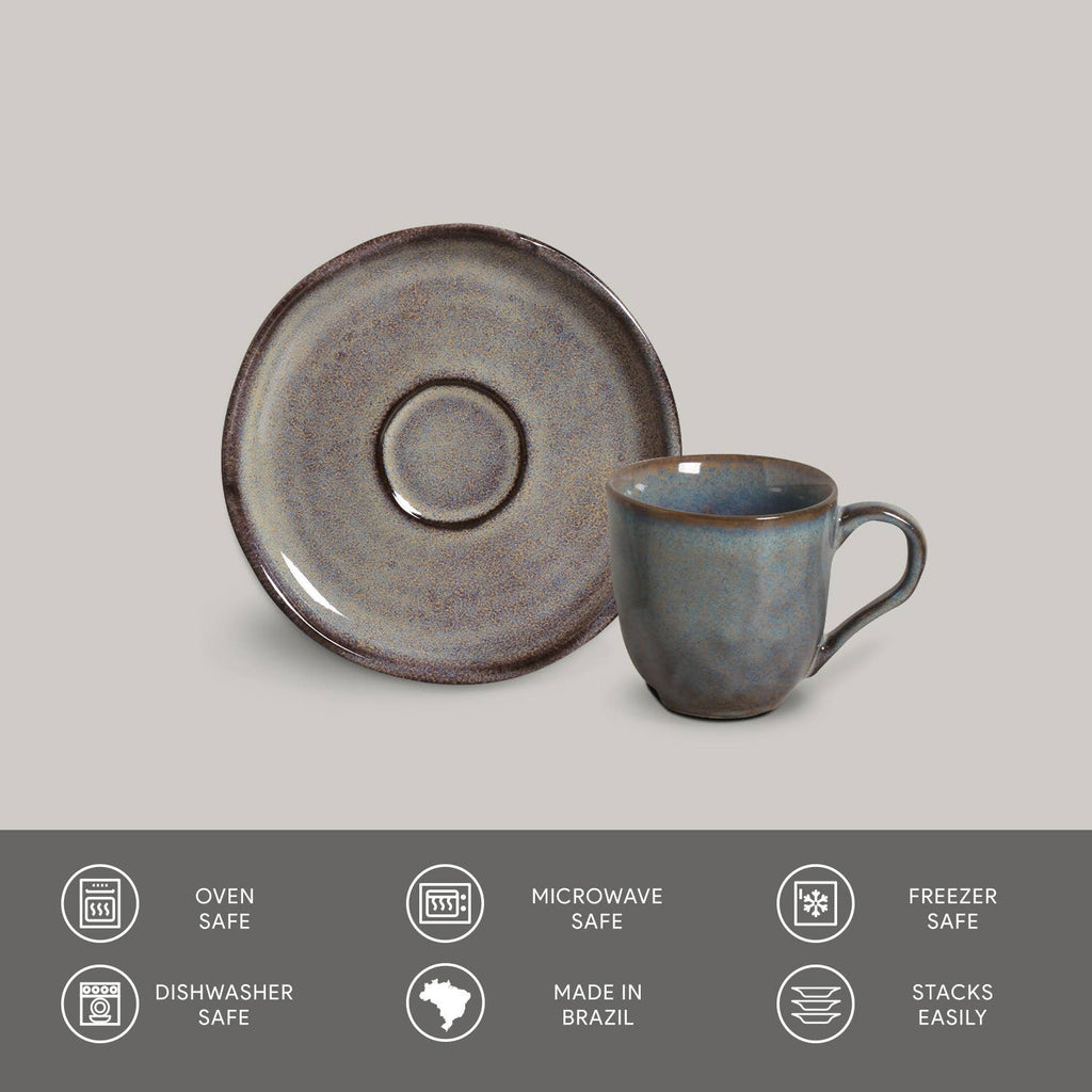 Organic Espresso coffee cup and Saucer 4.06 Oz Tourmaline