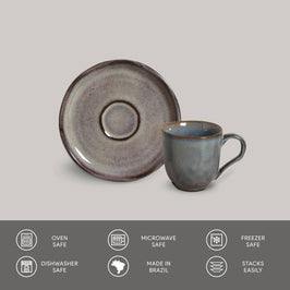 Organic Espresso coffee cup and Saucer 4.06 Oz Tourmaline