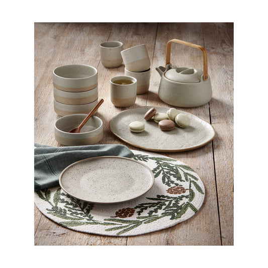 Matte Reactive Speckle Texture Glaze Platter - Beige