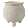 Planter - Ivory Pottery Round Textured On Ball Feet, 9 in.
