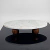 White Marble Cake Stand w/ Wood Feet