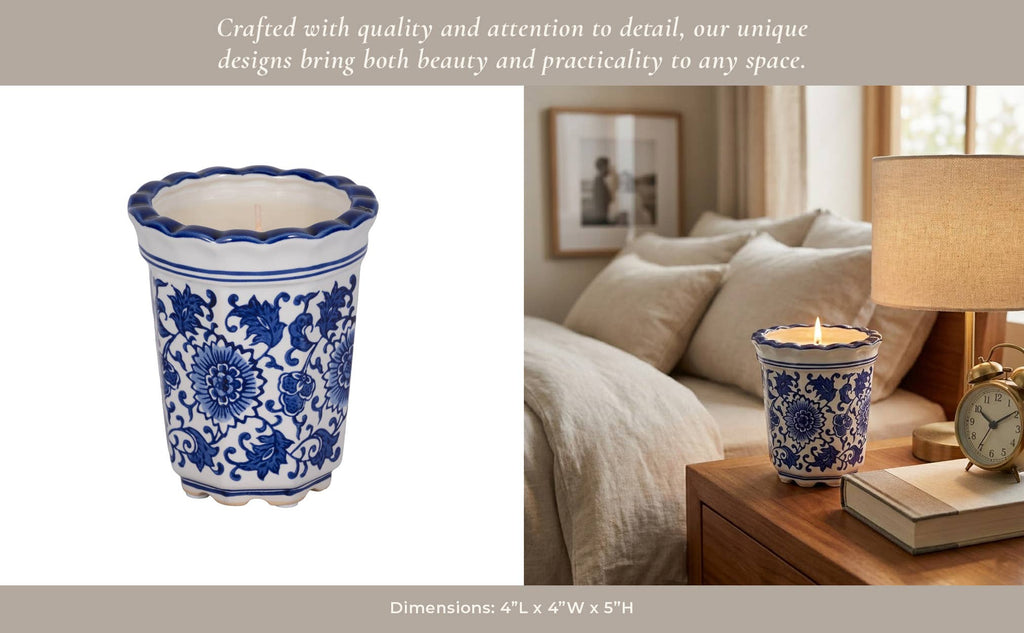Jasmine Blue/White Ceramic Scented Candle