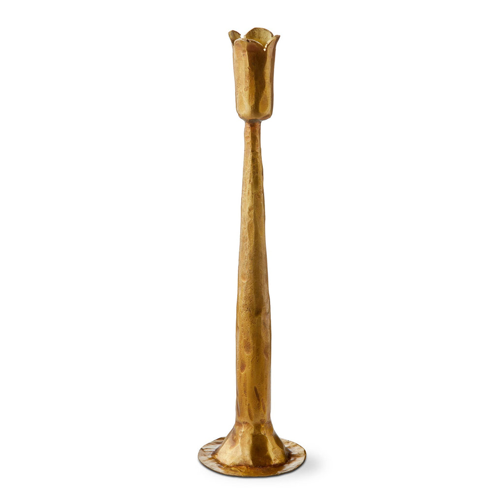 Antique Brass Tulip Taper Candle Holder - Large