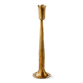 Antique Brass Tulip Taper Candle Holder - Large