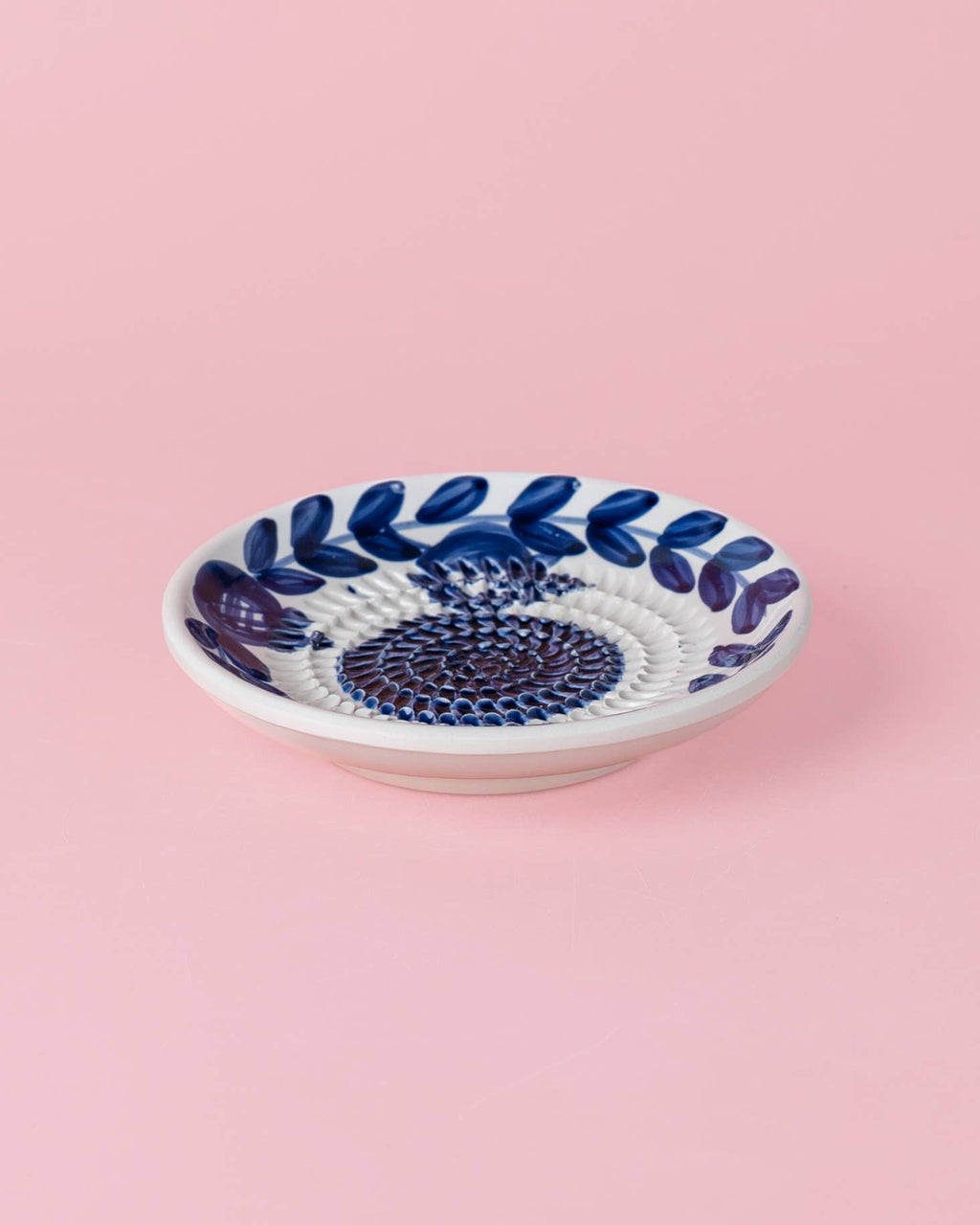 Ceramic Garlic Grater Plate - Small Blue Traditional - Nerja