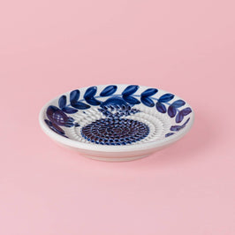 Ceramic Garlic Grater Plate - Small Blue Traditional - Nerja