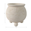 Planter - Ivory Pottery Round Textured On Ball Feet, 9 in.