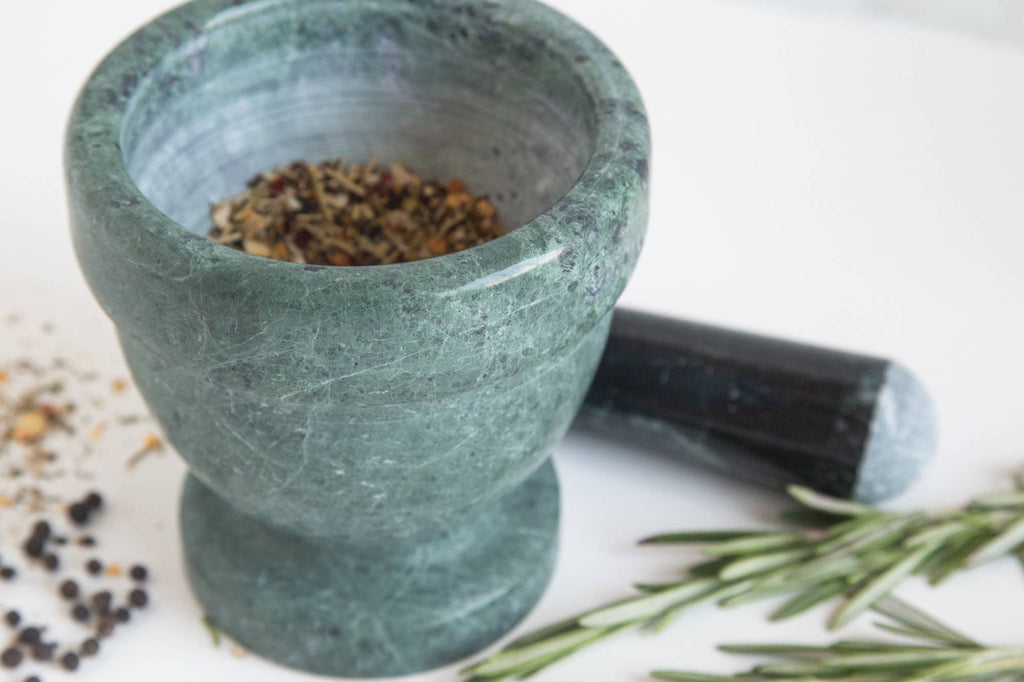 Green Marble Mortar & Pestle