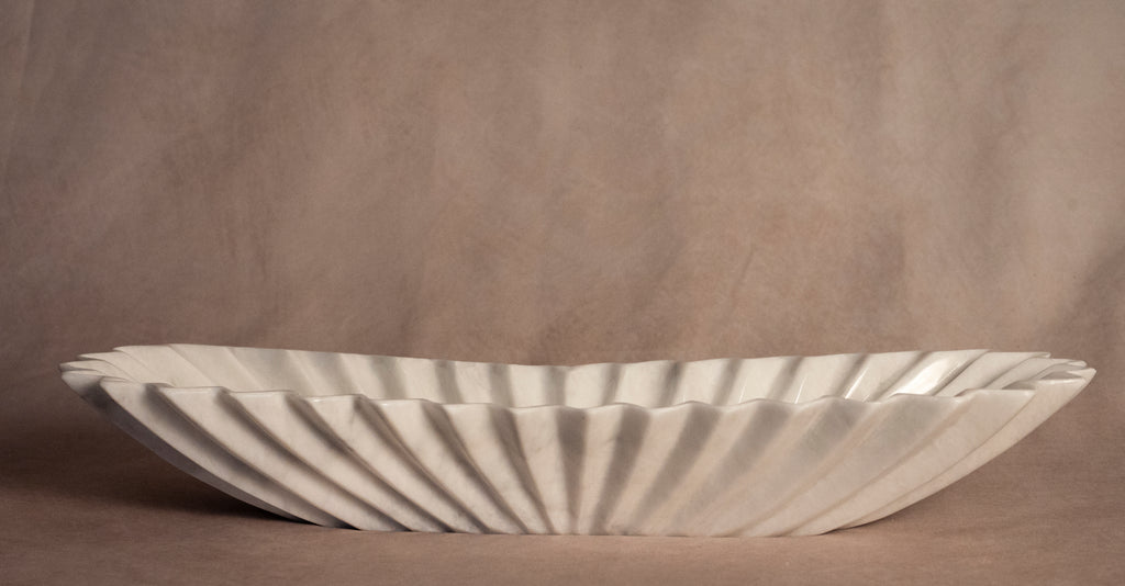 Oblong Fluted Marble Bowl - Large