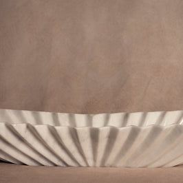 Heirloom Oblong Fluted Bowl - White Ziarat Marble - Large - Side view