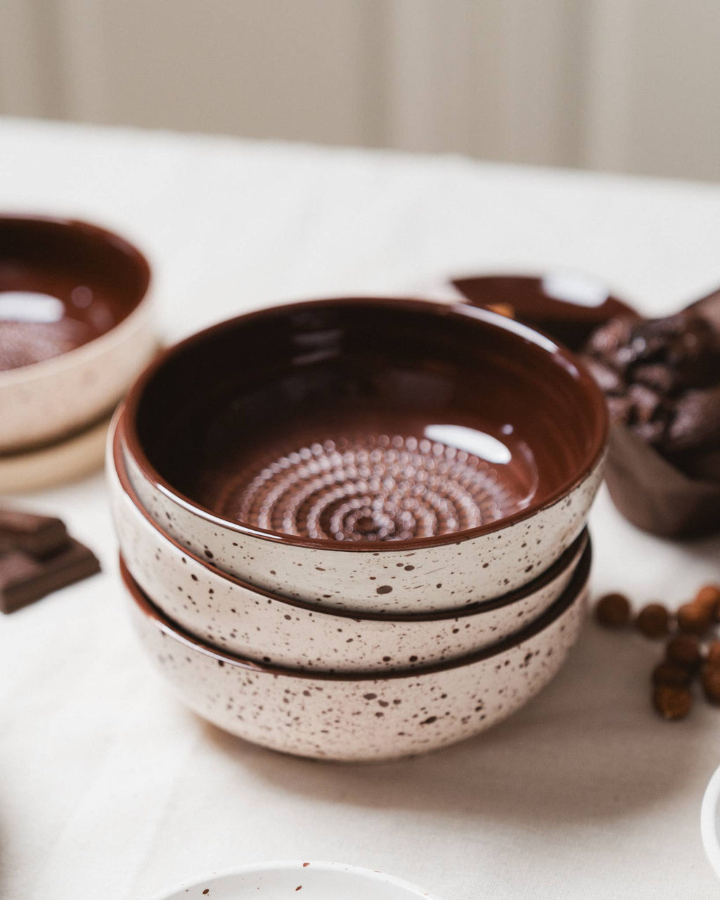Garlic Grater Plate - Medium Ceramic - Brownie