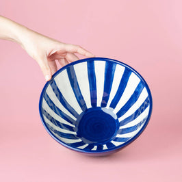 Artisanal Blue & White Ceramic Serving Bowl
