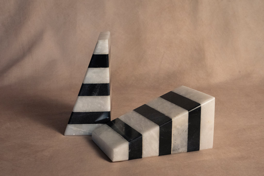 Striped Black & White Bookends