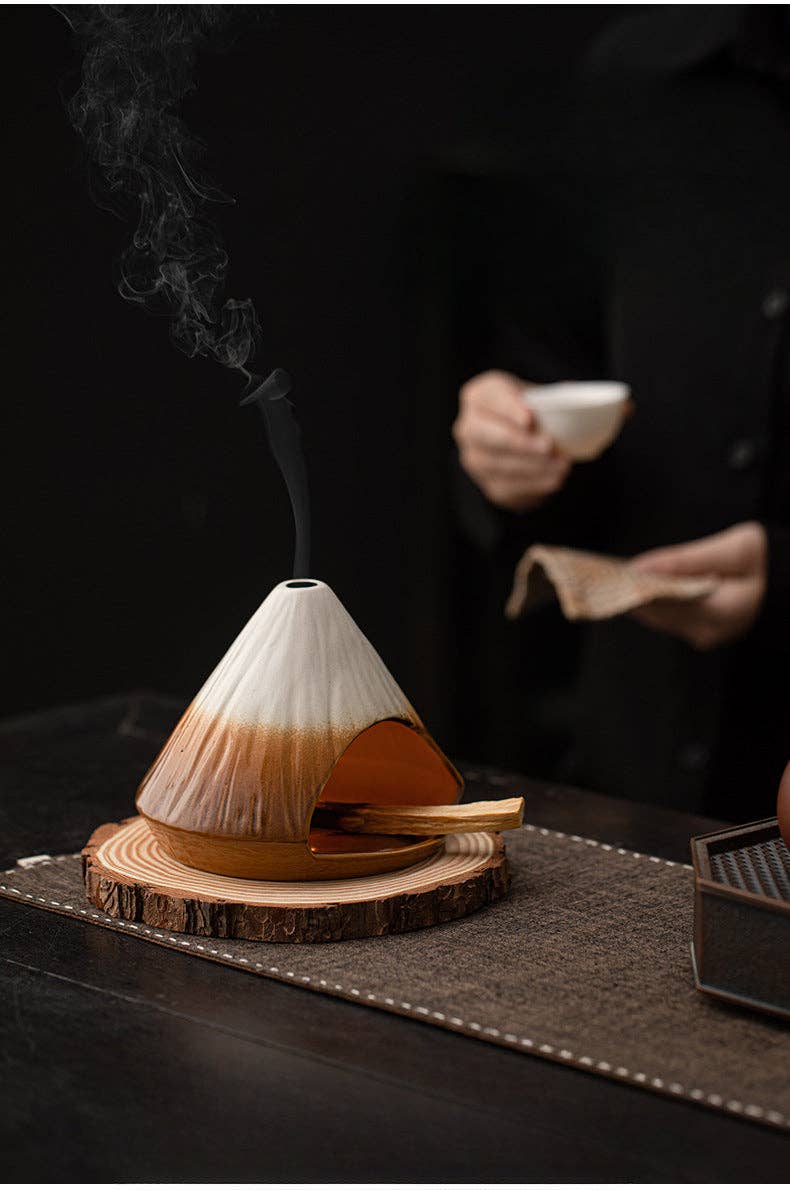 Mount Fuji Ceramic Incense Fireplace