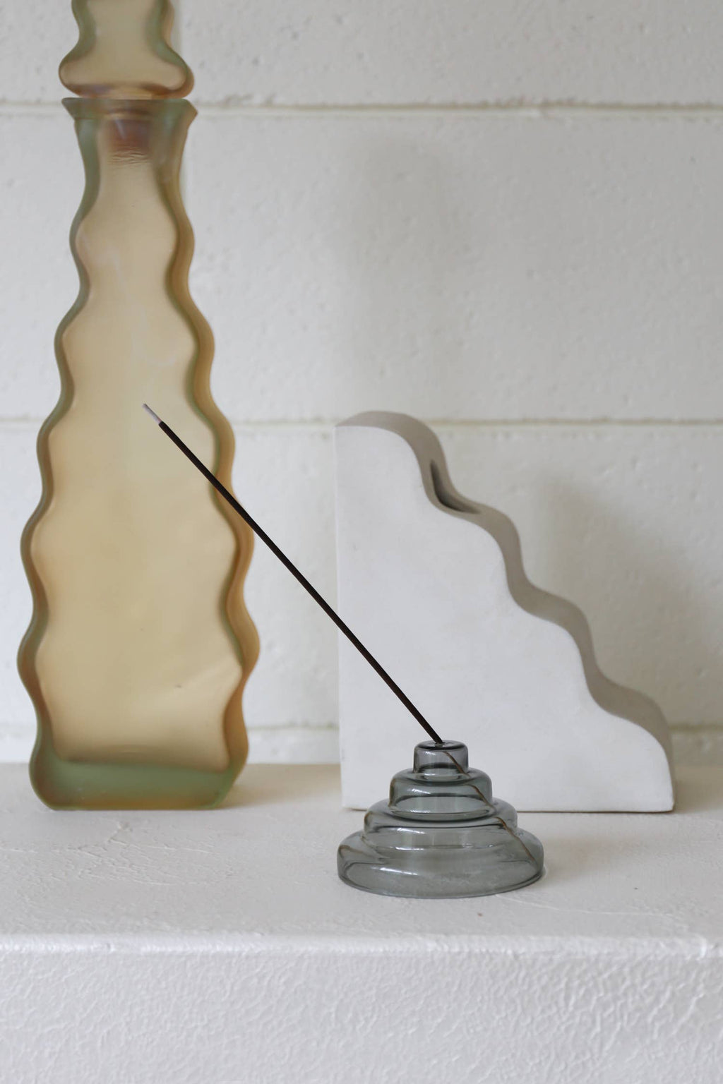 Glass Meso Incense Holder - Gray
