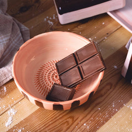Ceramic Grater Bowl - Pink & Chocolate