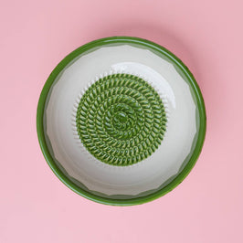 Medium Ceramic Garlic Grater Bowl - Green Roots