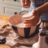 Ceramic salad bowl 1,5l - 21cm/PINK AND CHOCOLATE BROWN