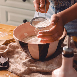 Ceramic Pink and Brown Salad Bowl