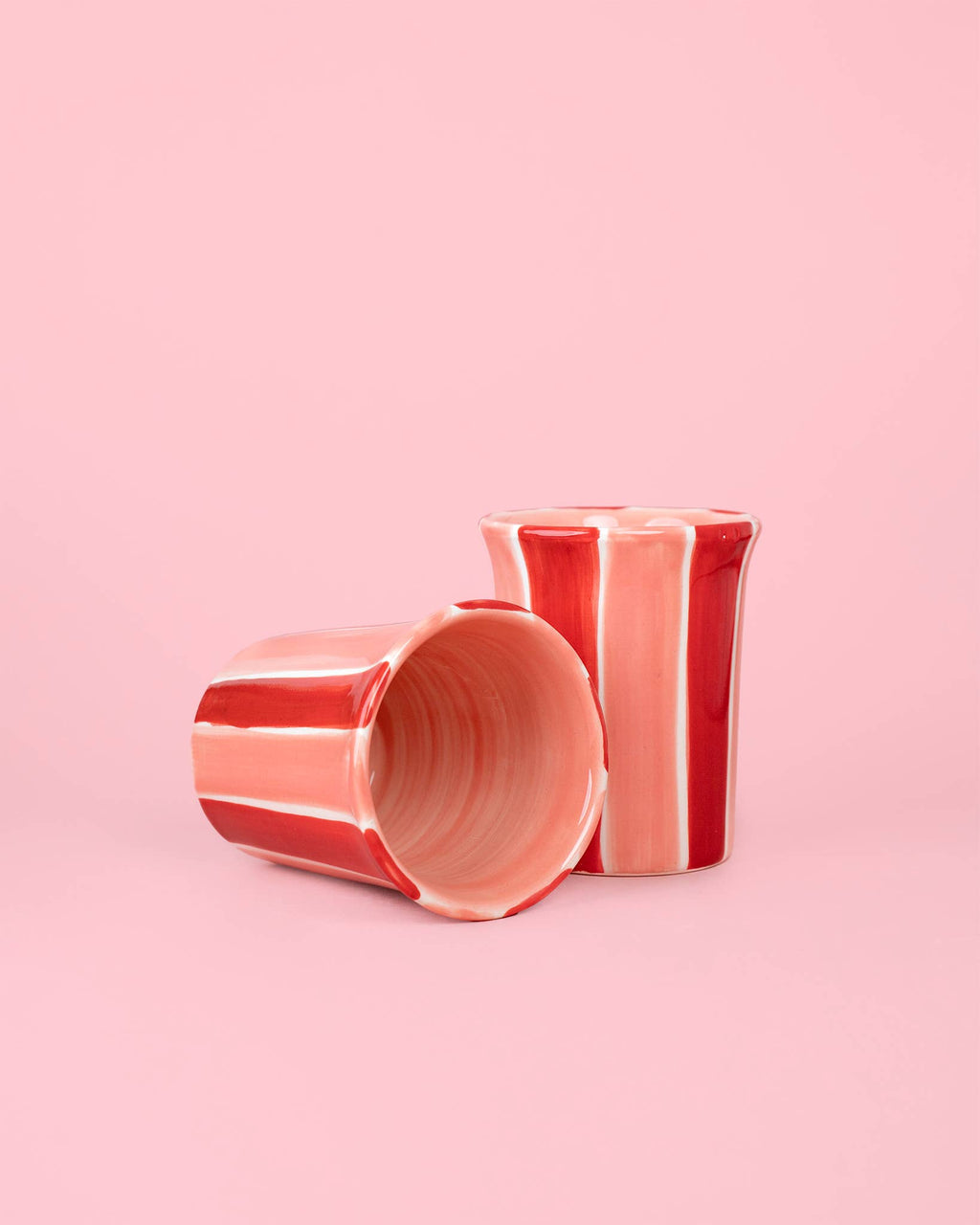 Artisanal Ceramic Mug Sweetheart Stripes Pottery Cup 250ml