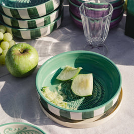 Garlic Grater Plate - Large Ceramic Green Jade