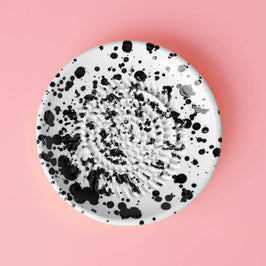Small Ceramic Garlic Grater Plate - Black & White - Galaxy - Top view