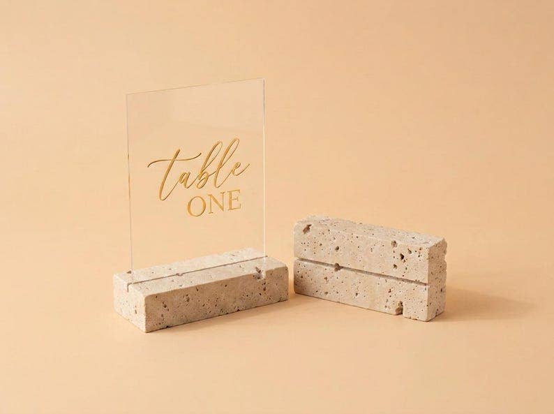 Small Travertine Marble Card Holder Wedding Place Card Stand