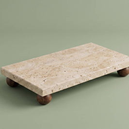 Travertine Riser & Pedestal Tray | Decorative Stone Tray