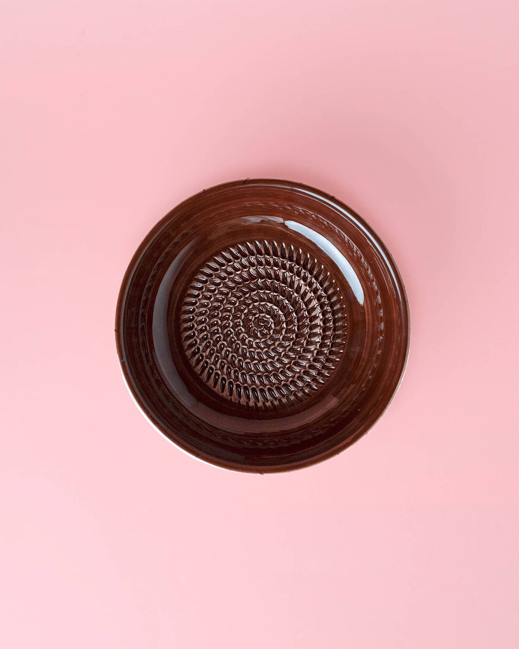 Garlic Grater Plate - Medium Ceramic - Brownie