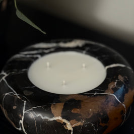 Bespoke Black and Gold Marble Donut Bowl Candle
