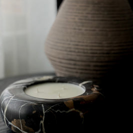 Bespoke Black and Gold Marble Donut Bowl Candle