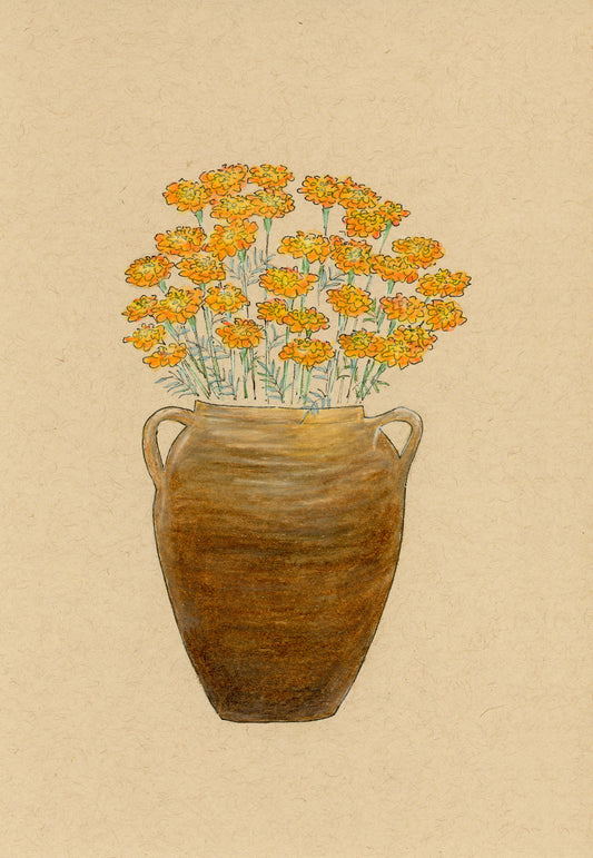 Soulful Sentiments — Potted Marigold— Blank Notecard