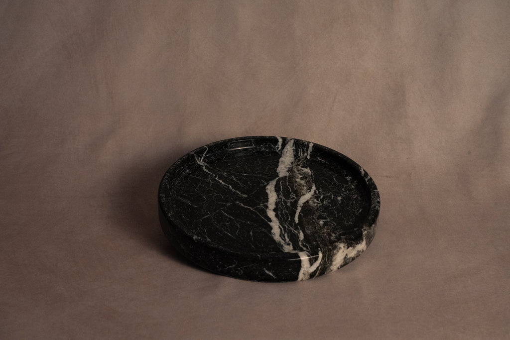 Round Tray - Black Zebra Marble