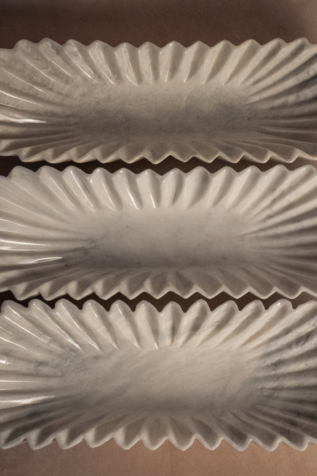 Oblong Fluted Marble Bowl - Large