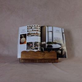 Mango Wood Scalloped Cookbook Stand - product in use