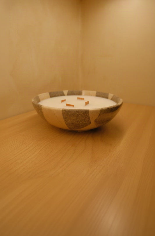 Classic Checkered Bowl Candle