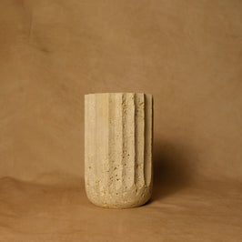 Short Fluted Vase  - Travertine