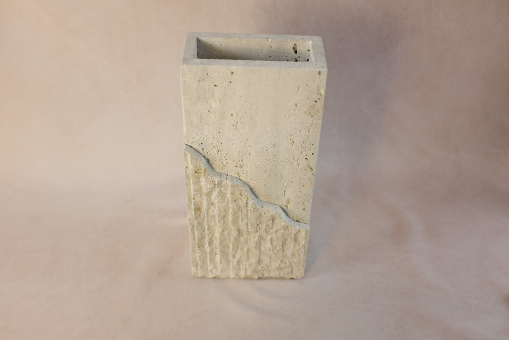 Raw-Cut Organic Vase - Rectangular - Travertine