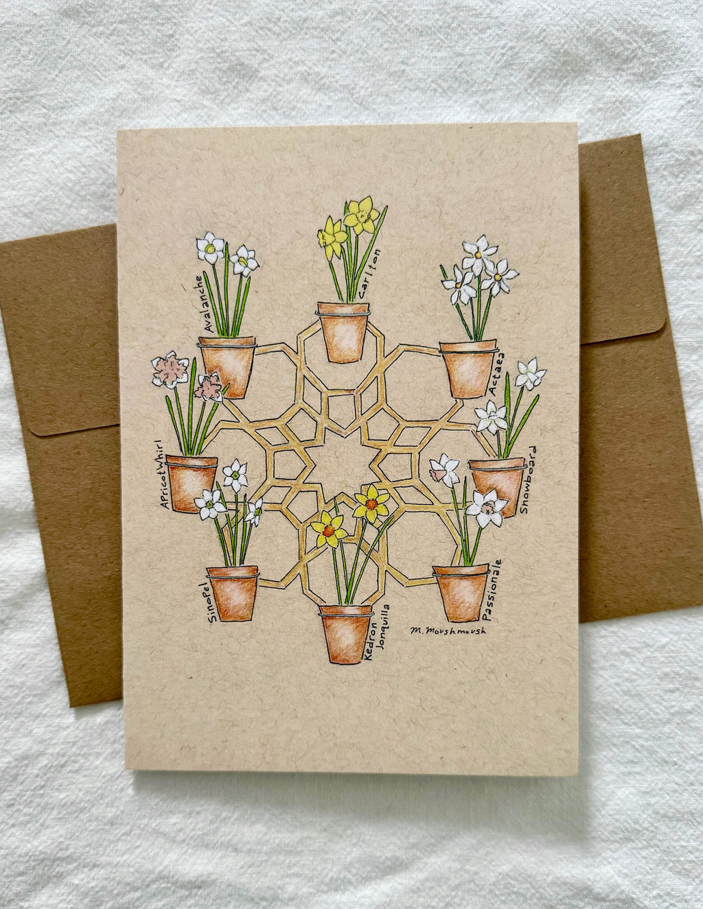 Daffodils around Trellis Card 5x7