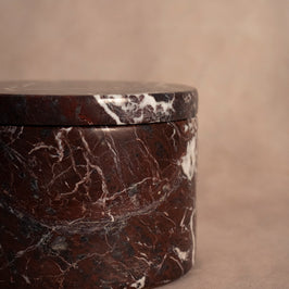 Round Keepsake  Red Zebra - Marble Box