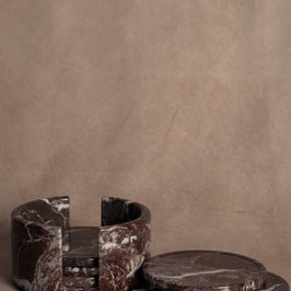 6-Piece Coaster Set with Stand  -  Red Zebra - Marble