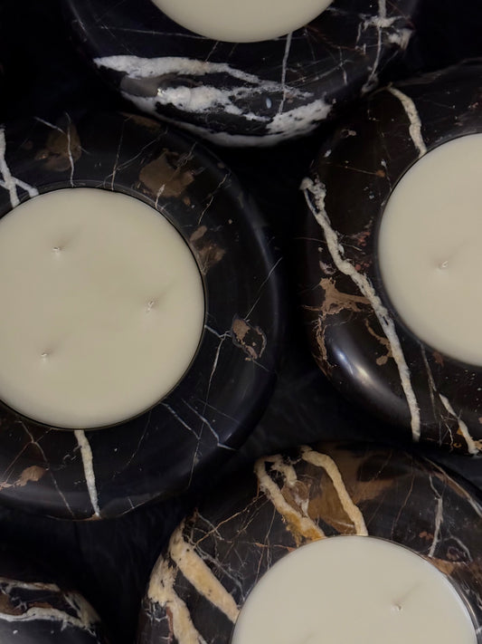 Bespoke Black and Gold Marble Donut Bowl Candle