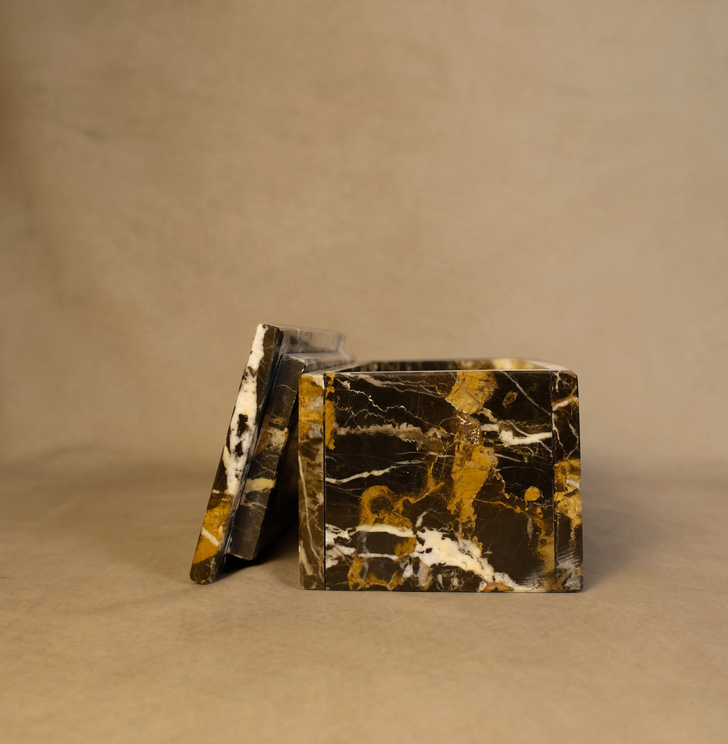 Black & Gold Marble Storage Box - Front view 