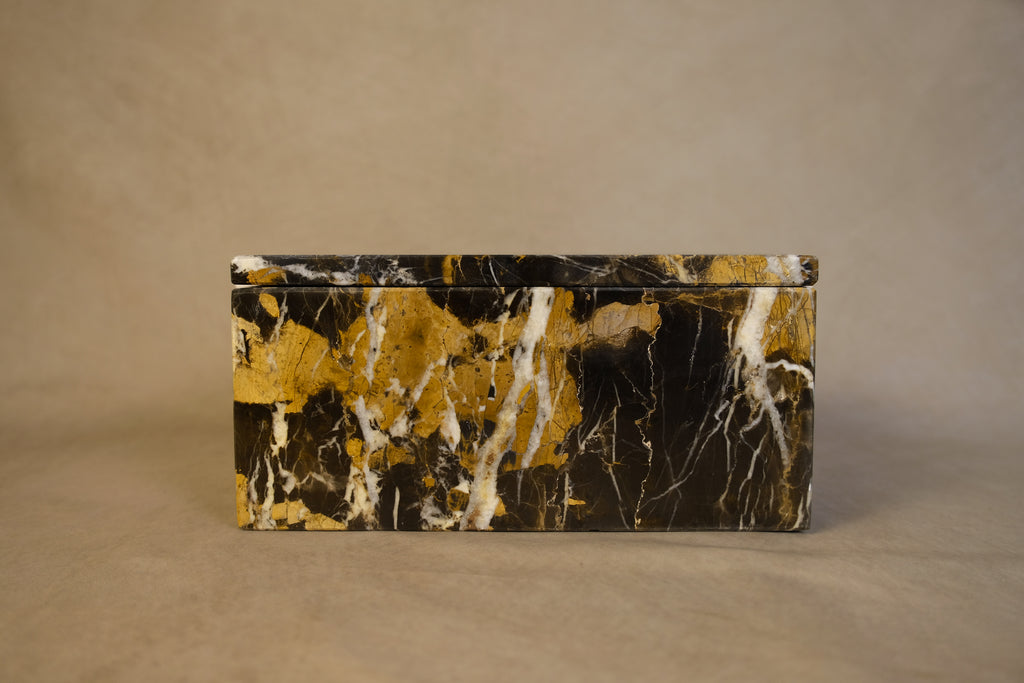 Black & Gold Marble Storage Box - Side view 