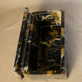 Black & Gold Marble Storage Box - Open marble jewelry box