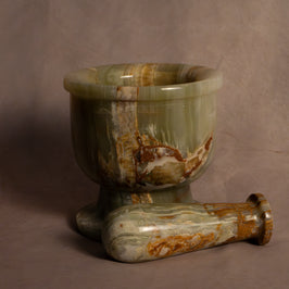 Large Heirloom Mortar & Pestle - Multi Green Onyx