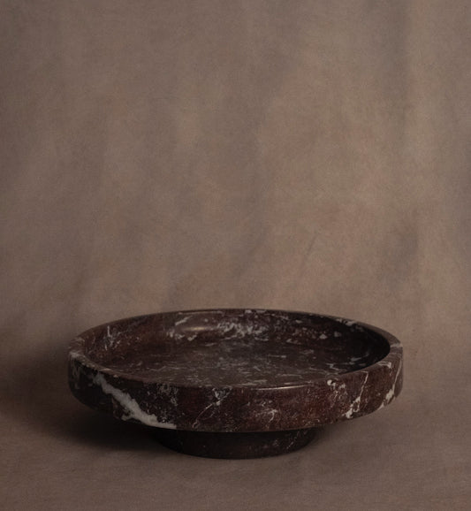 Raised Fruit Dish - Red Zebra Marble